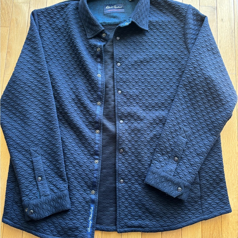 Robert Graham Navy Quilted Shirt Jacket